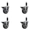 Service Caster 4'' Thermoplastic Rubber Swivel 1-1/8'' Expanding Stem Caster Set with Brake, 4PK SCC-EX20S414-TPRB-PLB-118-4 - alternate 1